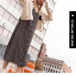 Bubble-Sleeve Button-Front Midi Dress in Adorable Ditsy